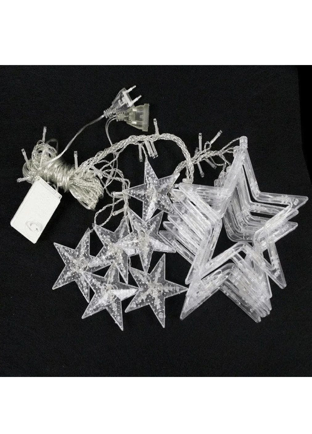 Світлодіодна кімнатна гірлянда штора на вікно з роботою від мережі фігурками зірочок 3х0.50 м 138 LED (478635-Prob) Тепла біла Unbranded (307867795)