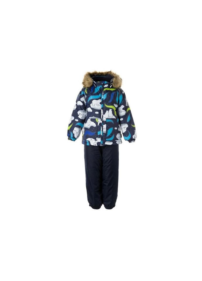 Темно-синий зимний комплект верхней одежды avery-1 41780030 тёмно-синий с принтом/тёмно-синий 74 (4741632026155) Huppa