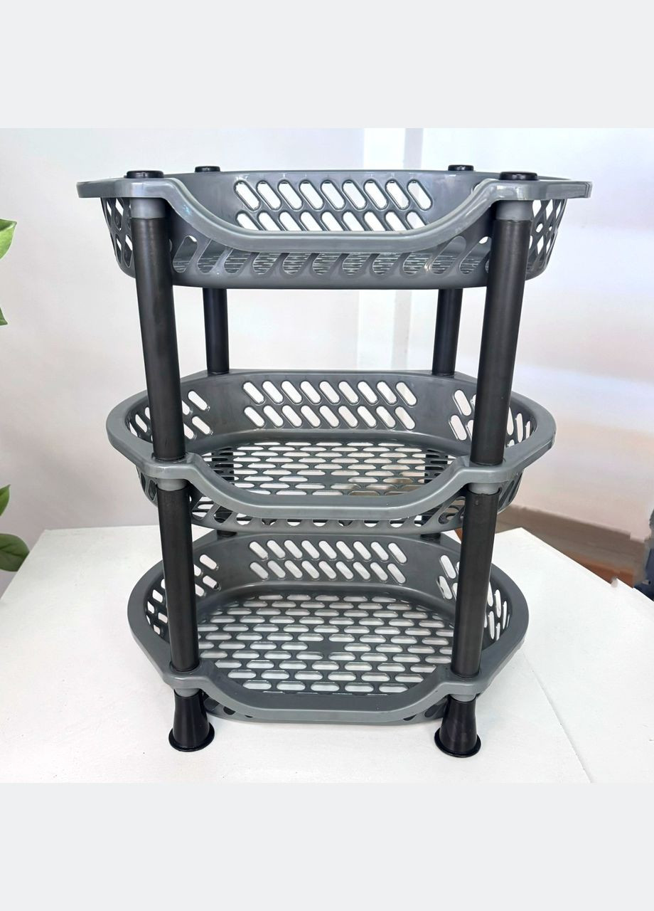 Серая разборная полочка в ванну 3 яруса пластиковая Efe Plastics (309008340)