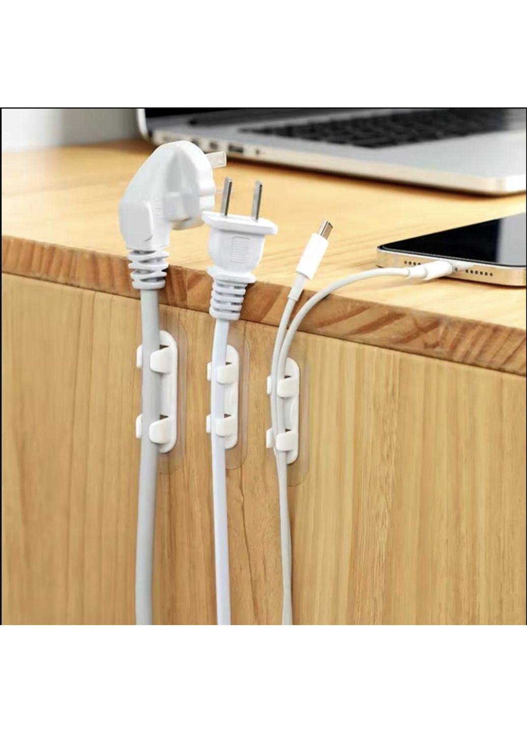 Органайзер-Фіксатор кабелю стяжка тримач кліпса зажим подовжувача самоклеючий 20 шт Білий Lencent (358935021)