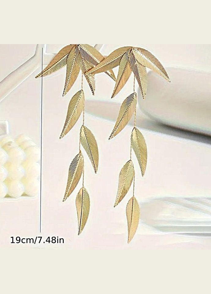 Сережки довгі Золоті листя верби No Brand (341320129)