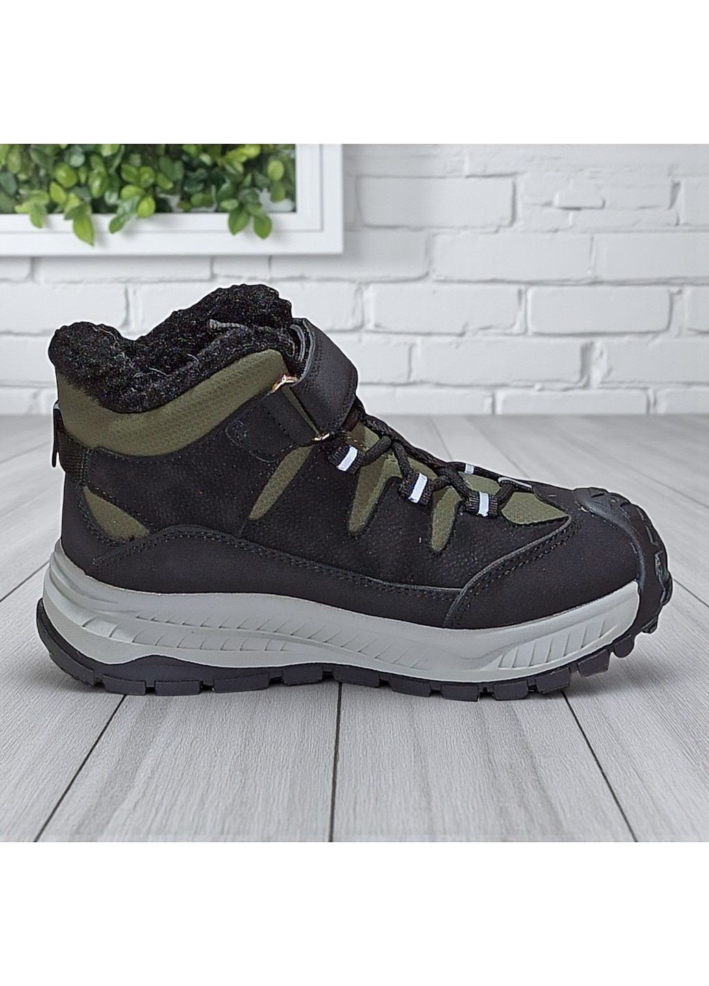 Хаки зимние дутики на липучках,зимние ботинки на овчине для мальчика, зимние хайтопы для мальчика Tom.M на липучке