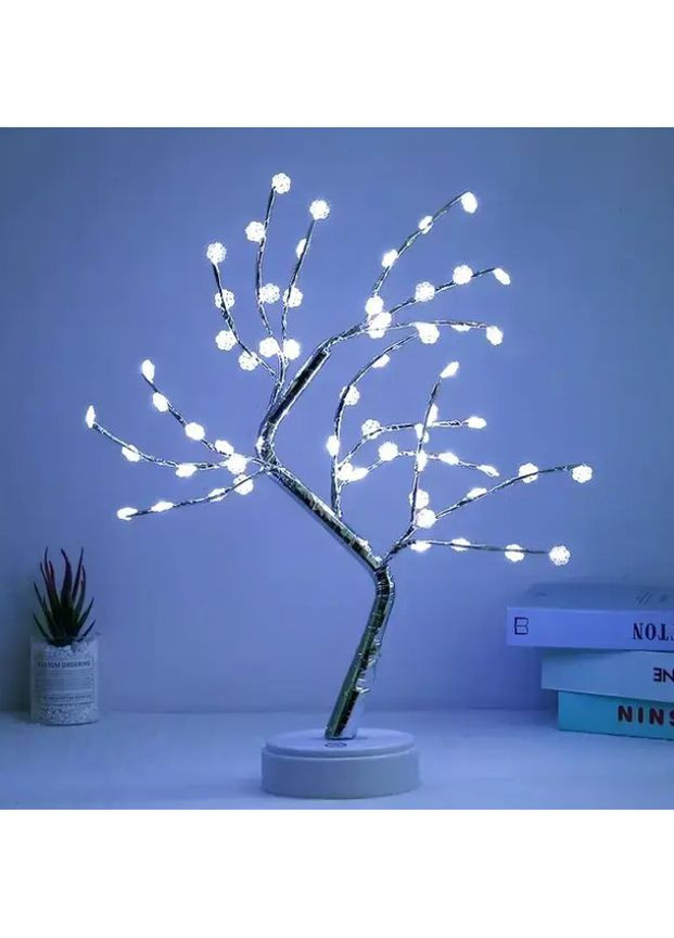 Настольная светодиодная лампа Дерево серебристый кристалл-цветок Декоративная настольная лампа для дома No Brand (317254276)