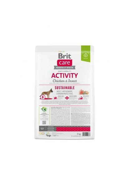 Сухой корм Dog Sustainable Activity для собак с повышенной активностью, с курицей и насекомыми, 3 кг Brit Care (322874669)