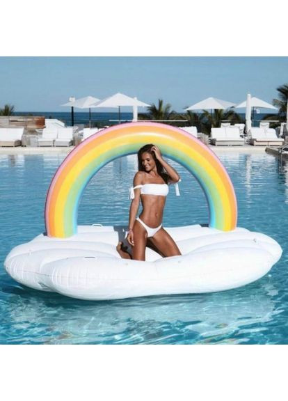 Надувна платформа-матрас Веселка 245см для басейну та відпочинку у вигляді хмари ПВХ 245х145х135 см ProDobro (365442231)