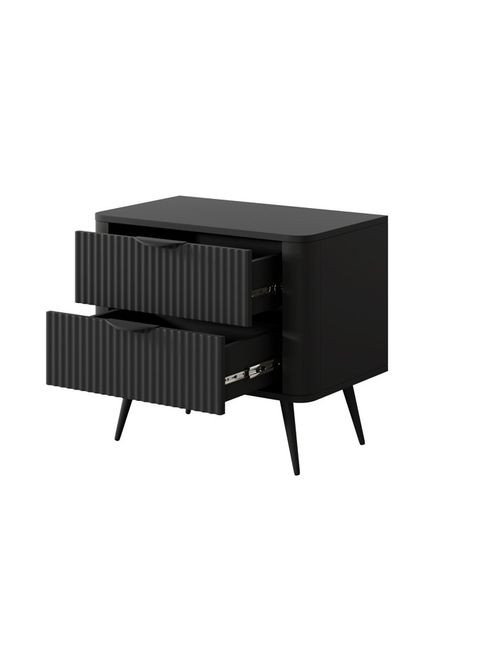 Тумба приліжкова Ланте / Lante з 2 шухлядами і чорними ніжками 2S Чорний (PFH-091121) Perfect Home (367861785)