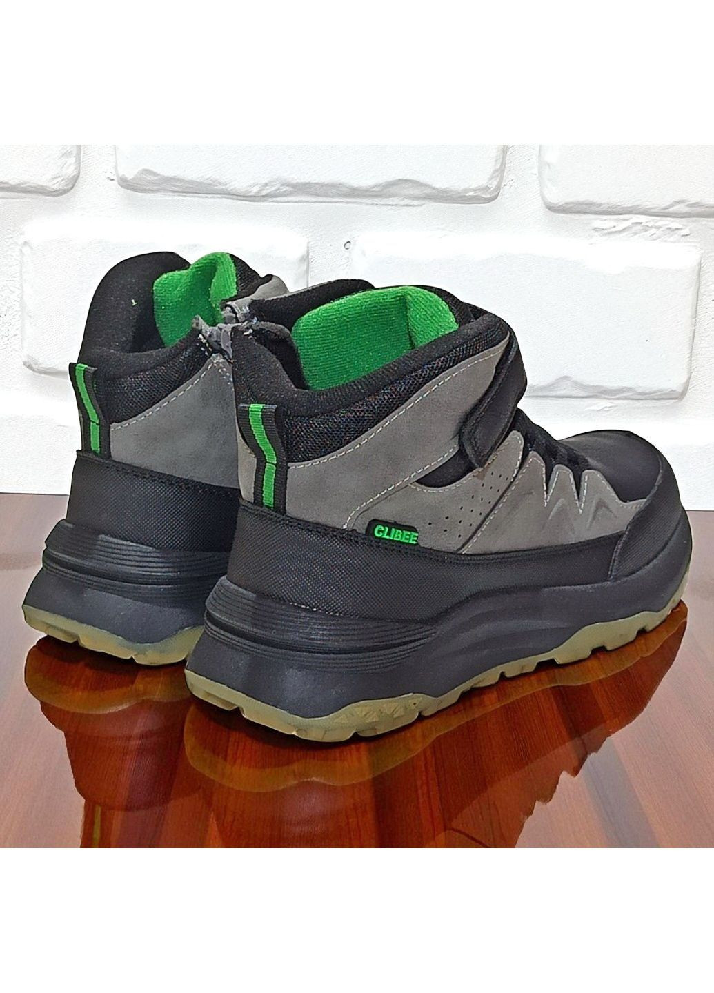 Утеплені демісезоні підліткові черевики хайтопи на липучці для хлопчика підлітка на флісі Клібі Clibee (362200604)