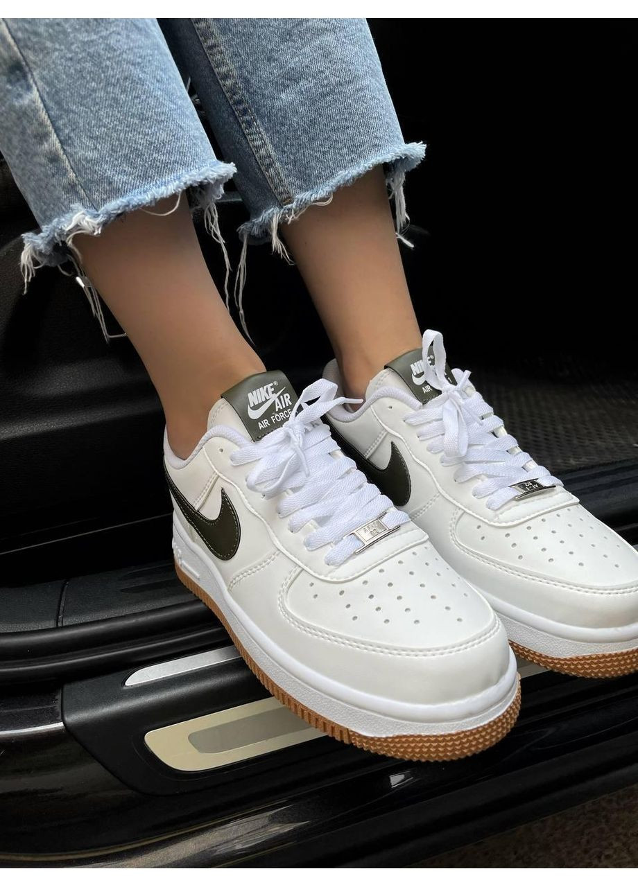 Сірі Осінні кросівки чоловічі nike air force 1 white green v2 найк аір форс 1 преміум No Brand