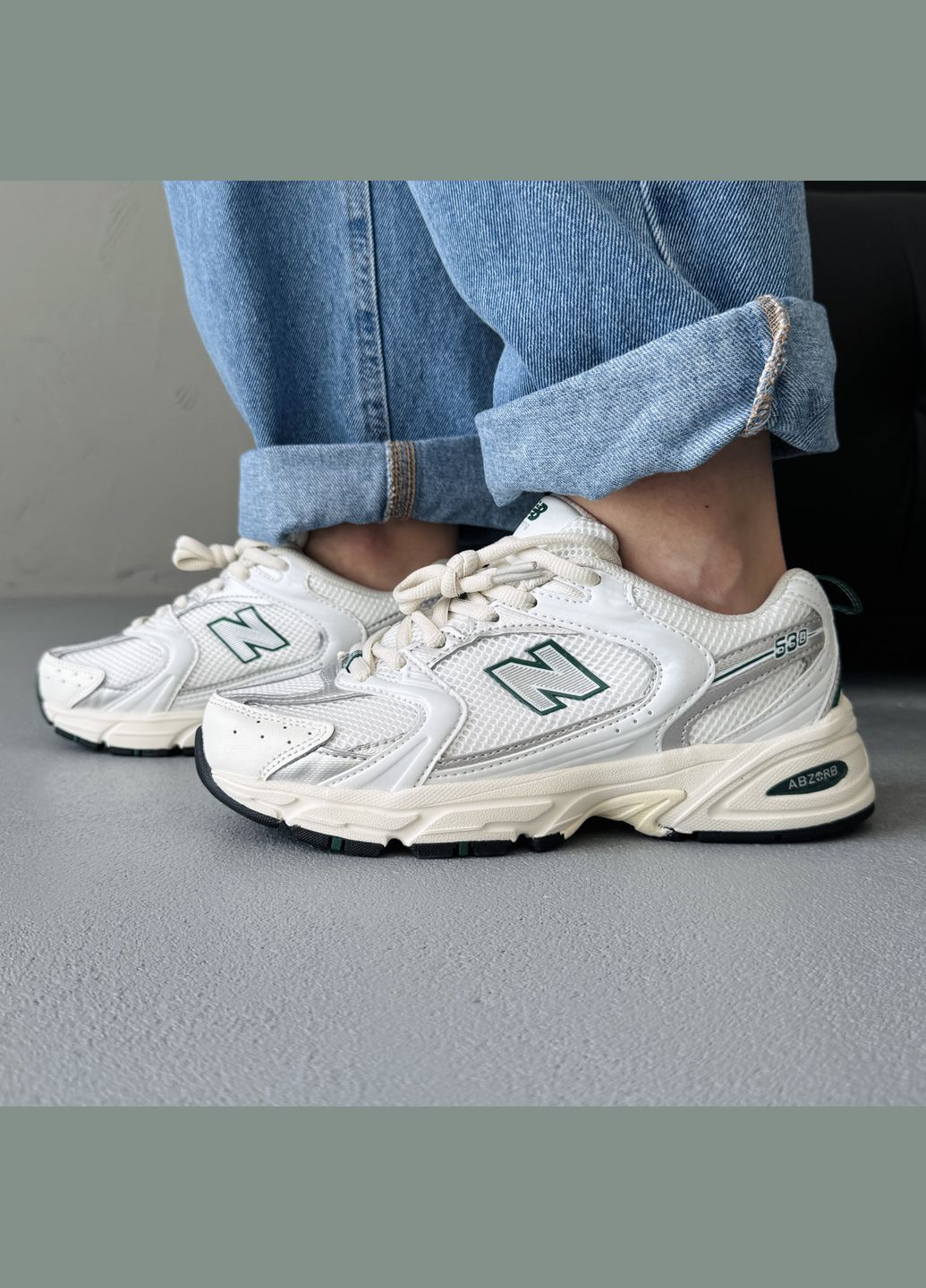 Кросівки жіночі New Balance 530 White Silver Green | Нью Беланс 530 білі No Brand білі демісезони (342059640)