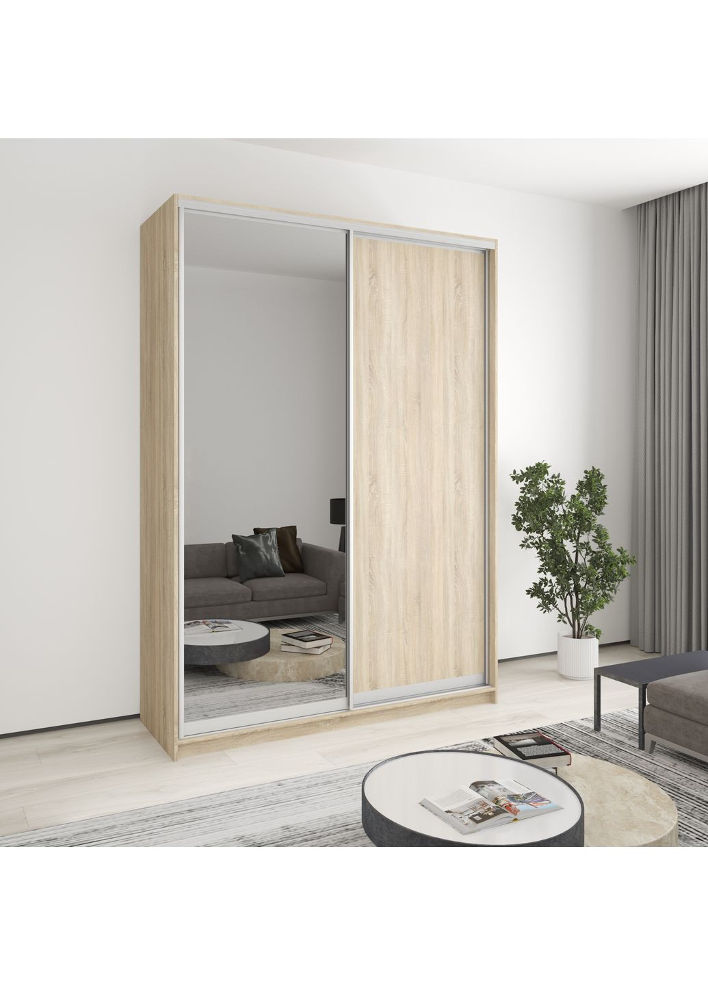 Шафа-купе дводверна Стандарт AL ДСП/Дзеркало 170x60x240 см (MBS-3751) MebelStar (359449229)