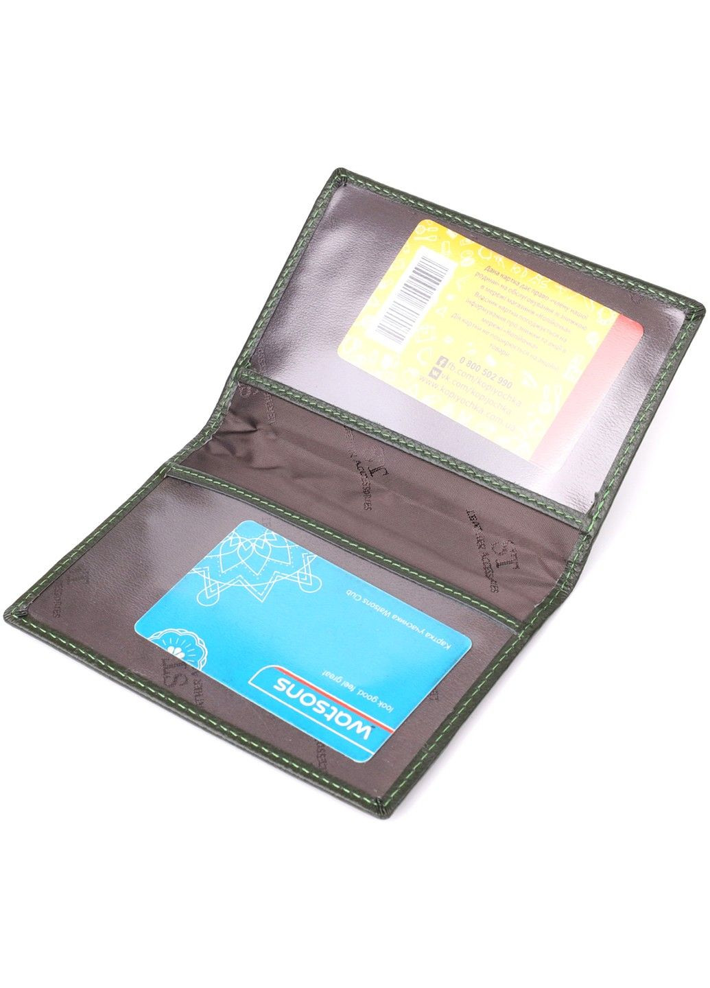 Практичная обложка на паспорт универсального формата из натуральной кожи 23081 Зеленый st leather (330359570)