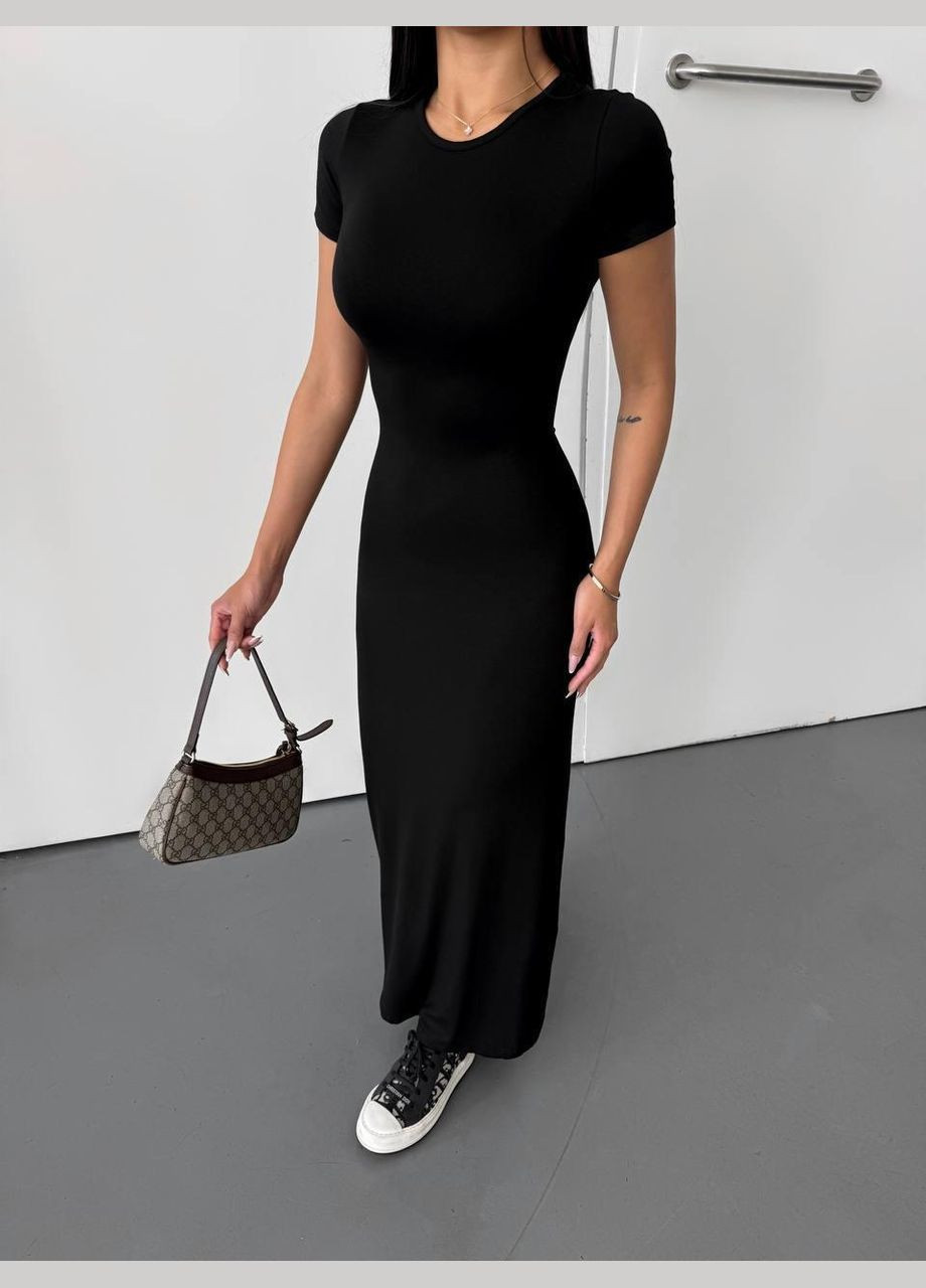 Чорна повсякденний сукня жіноча - однотон, еластична силуетна JUGO однотонна