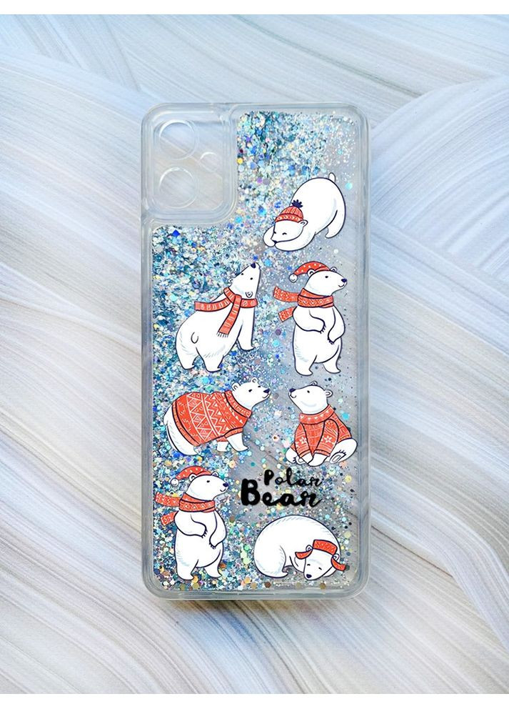Чохол з плаваючими блискітками на Samsung Galaxy A05 (A055) Сріблястий Ведмедики (принт 145) CASE CONTROL (362964901)
