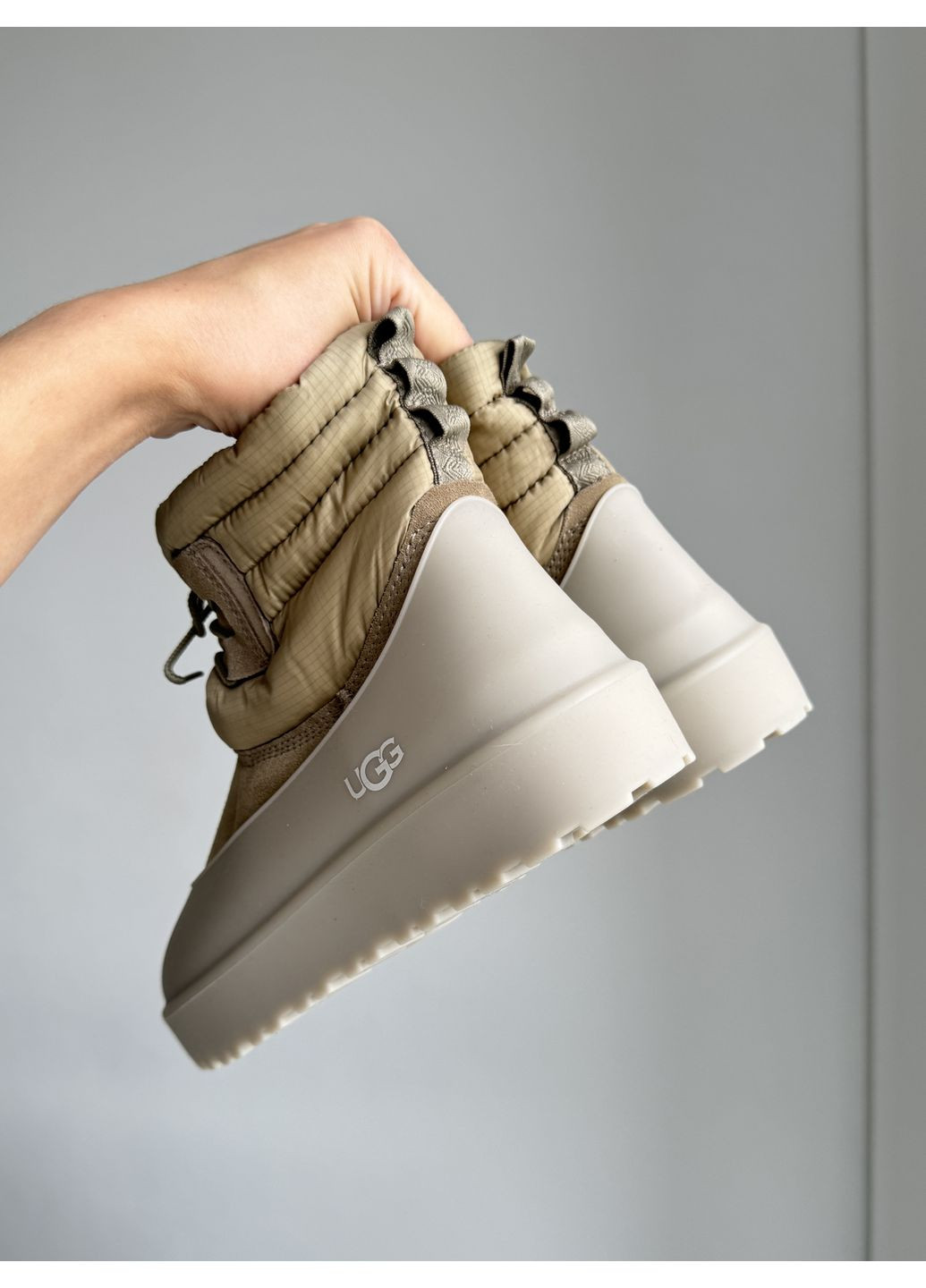 Кроссовки женские и мужские UGG Classic Mini Lace-Up Beige | Угі Класік Міні бежевые демисезоны (372463792)