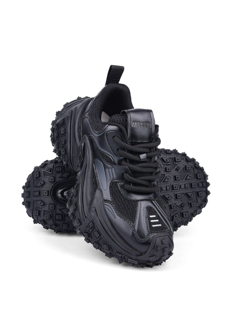 Женские Кроссовки 1262-2 Серый Экокожа MIRATON чёрные демисезоны (301544631)