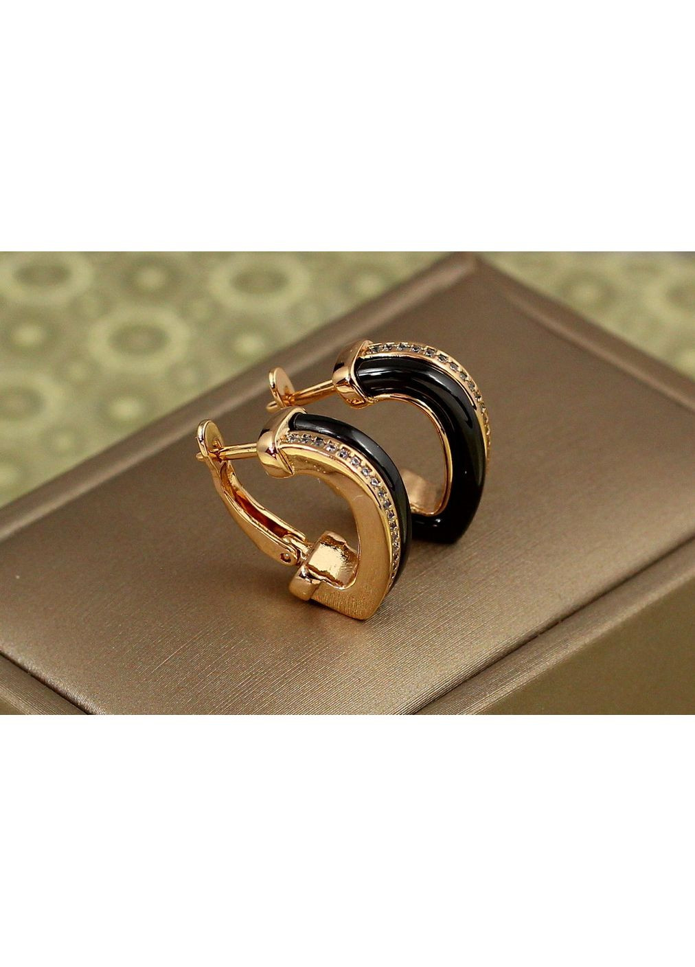 Серьги норматив с черной керамикой 2 см золотистые love-shopping Xuping Jewelry (354659362)