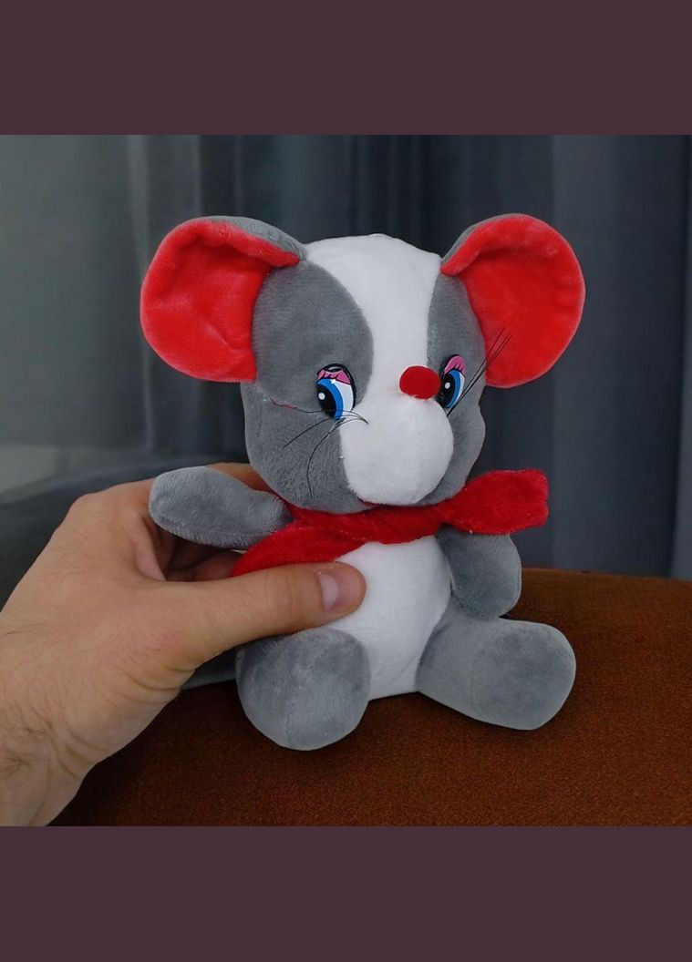 М'яка іграшка Мишка з бантом 15 см (сірий) (H-23) MIC (362427695)