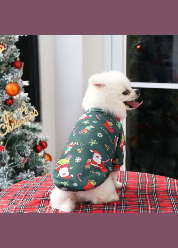 Різдвяний світшот для собак на флісі зеленого кольору розмір S No Brand (302372661)