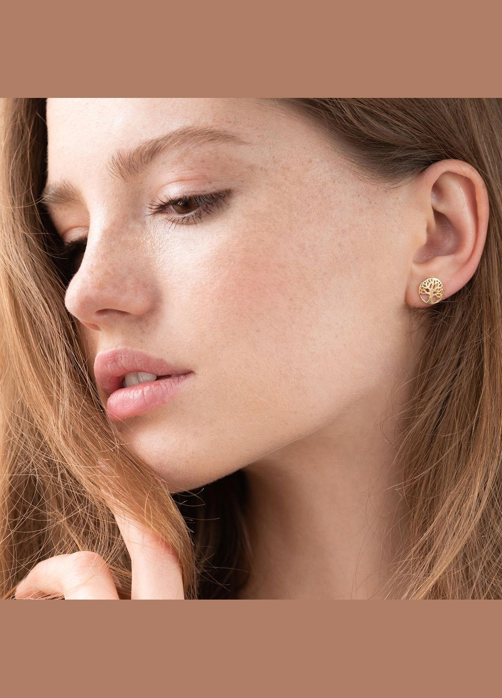 Серьги - пусеты Древо жизни в желтом золоте с06949 Oniks (264644108)