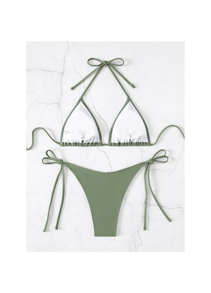 Оливковий літній роздільний купальник-шторка на зав'язках – чорний (куп-мотуз-кіл) роздільний Vakko