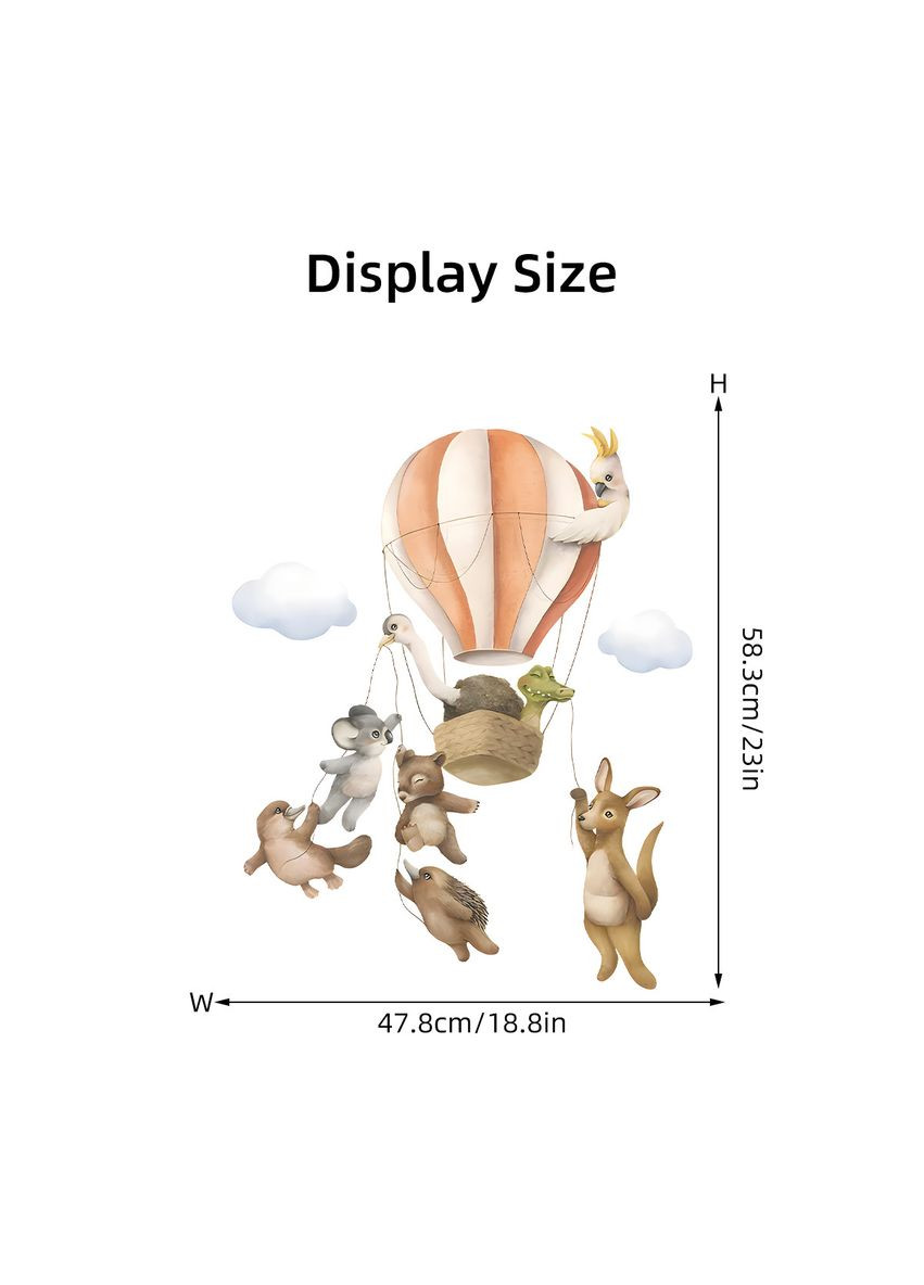 Декоративні наклейки Звірі на повітряній кулі (лист 40 х 60 см) Б156-5 BRUP (315826282)