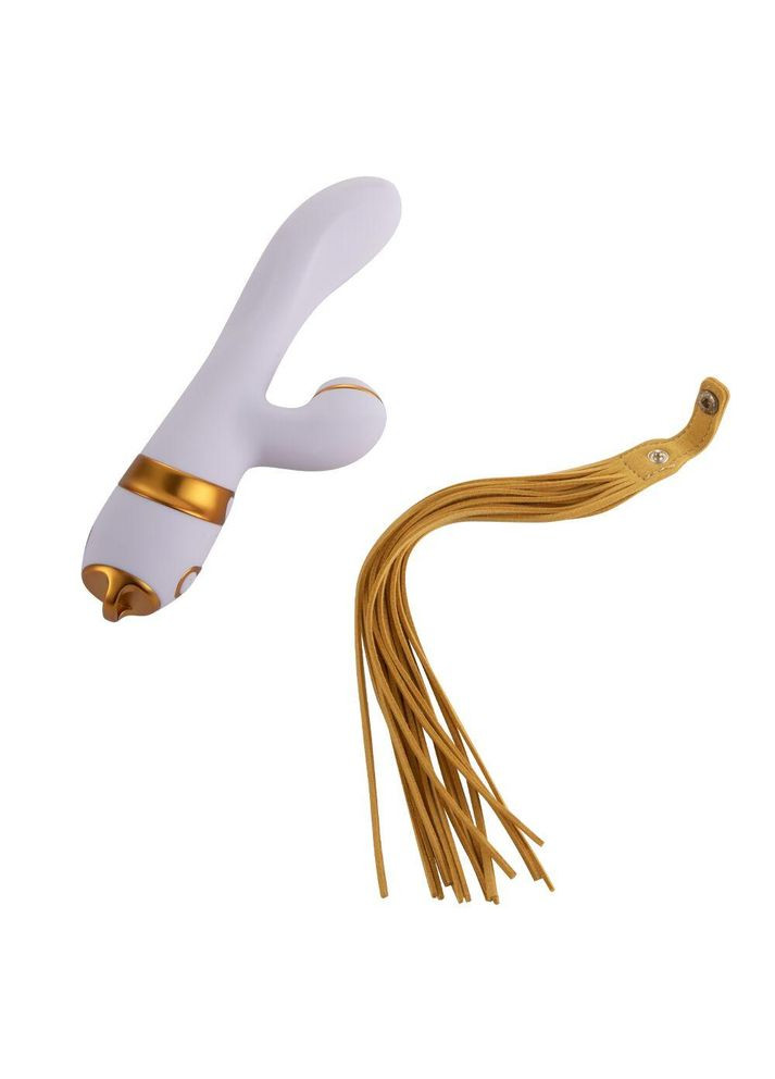 Вібратор-кролик з пульсацією та флогером LOCKINK SEVANDA Whip Vibrating Massage Wand, біло-золотий No Brand (366971816)
