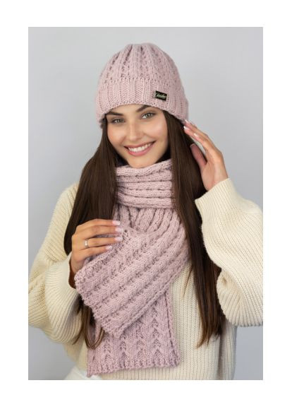 Женский комплект, шапка, шарф "Нордика", объемный узор Braxton (370279093)