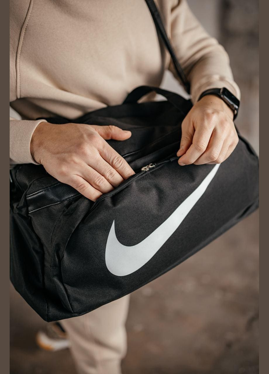 Дорожня сумка Смуга Білий Найк чоловіча для подорожей чорна 50*26*20 см, спортивна сумка чоловіча No Brand (354722034)