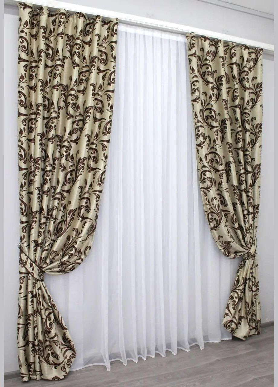 Комплект светонепроницаемых штор для квартиры blackout с тесьмой Золотистый 2x150x270 см (П1Е101111-02-3) No Brand (306633844)