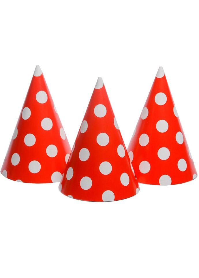 Ковпак святковий "Горошок червоний" 70030009, 15см, в упаковці 20 шт Party (316104207)