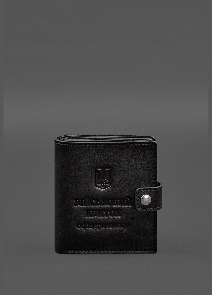 Кожаная обложка-портмоне для военного билета офицера запаса (широкий документ) Чёрная (A-028230) BlankNote (329186838)