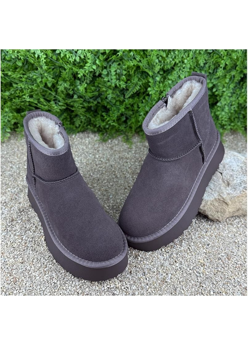 Уггі жіночі на платформі замшеві на блискавці Е-0050854 Коричневі No Brand (308861624)