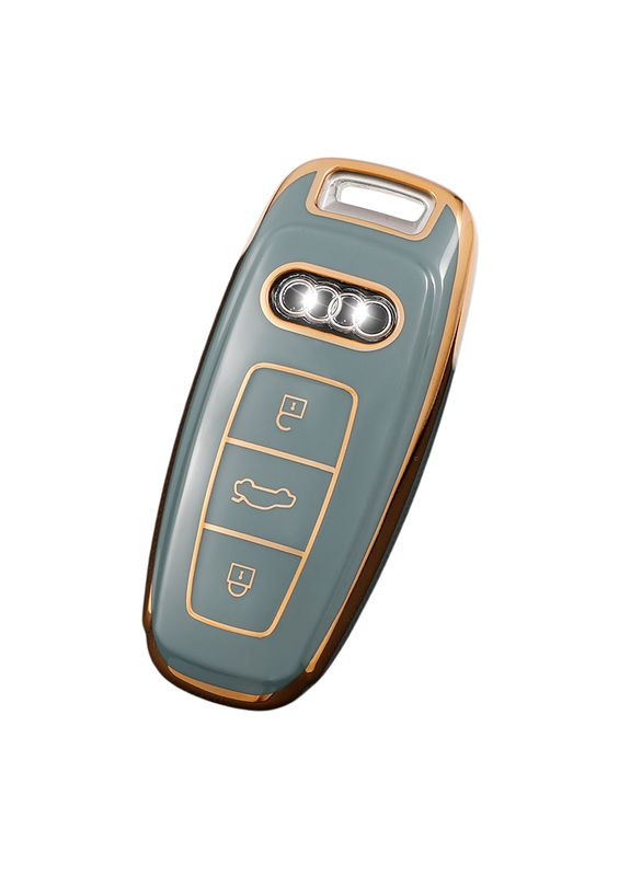 Чохол ключа сірий + золота окантовка (3 кнопки) TPU Audi (369610810)