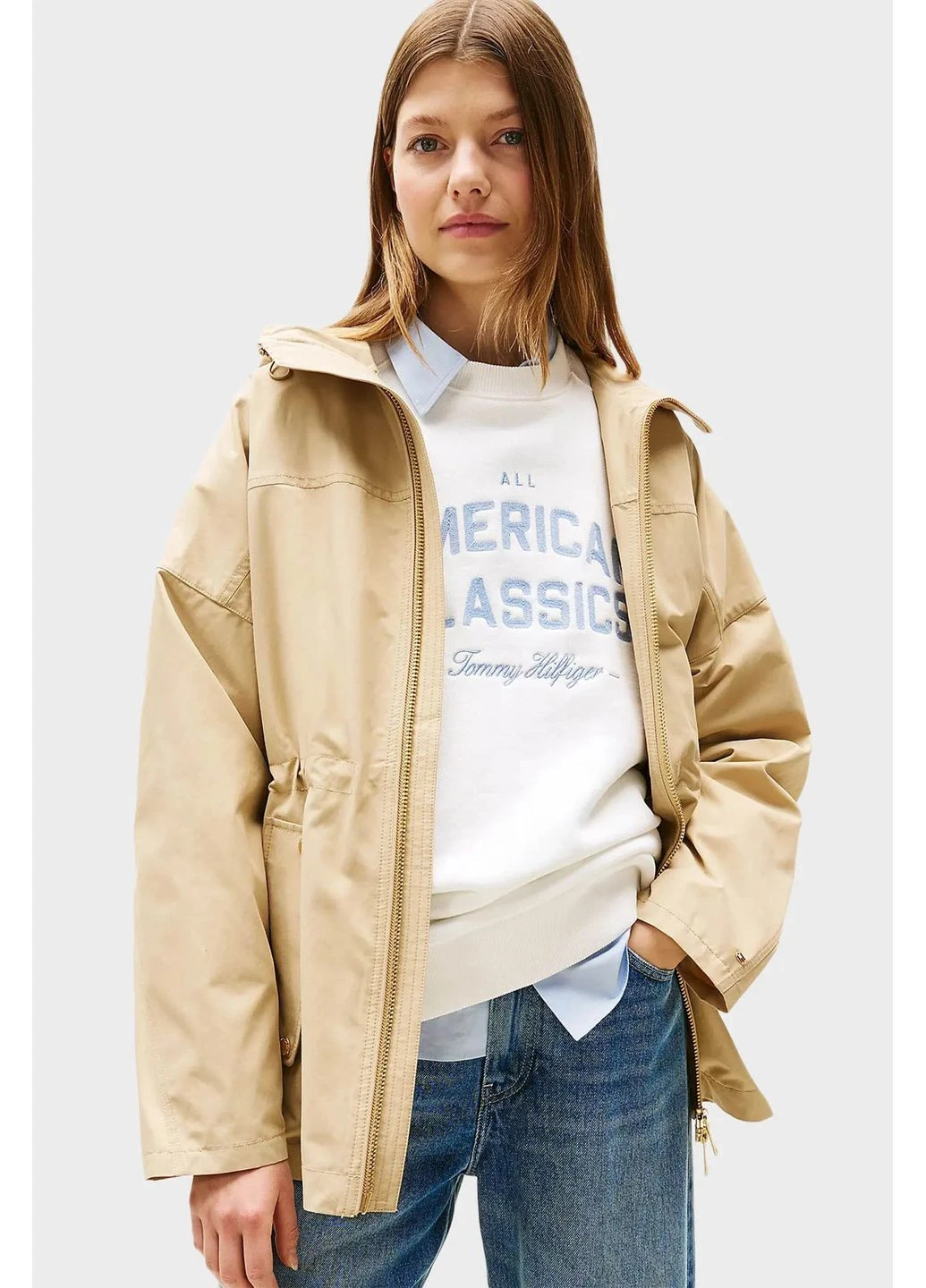 Бежевая демисезонная куртка Tommy Hilfiger