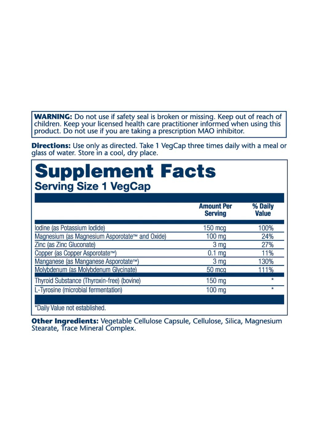 Добавка для щитовидной железы Thyroid Caps 60 капсул йод тирозин натуральные ингредиенты Solaray (367957385)