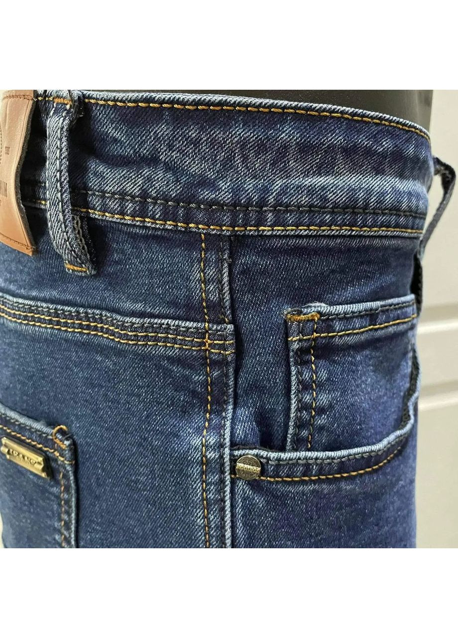 Синие демисезонные джинсы мужские прямые большой размер стрейч классика синие No Brand