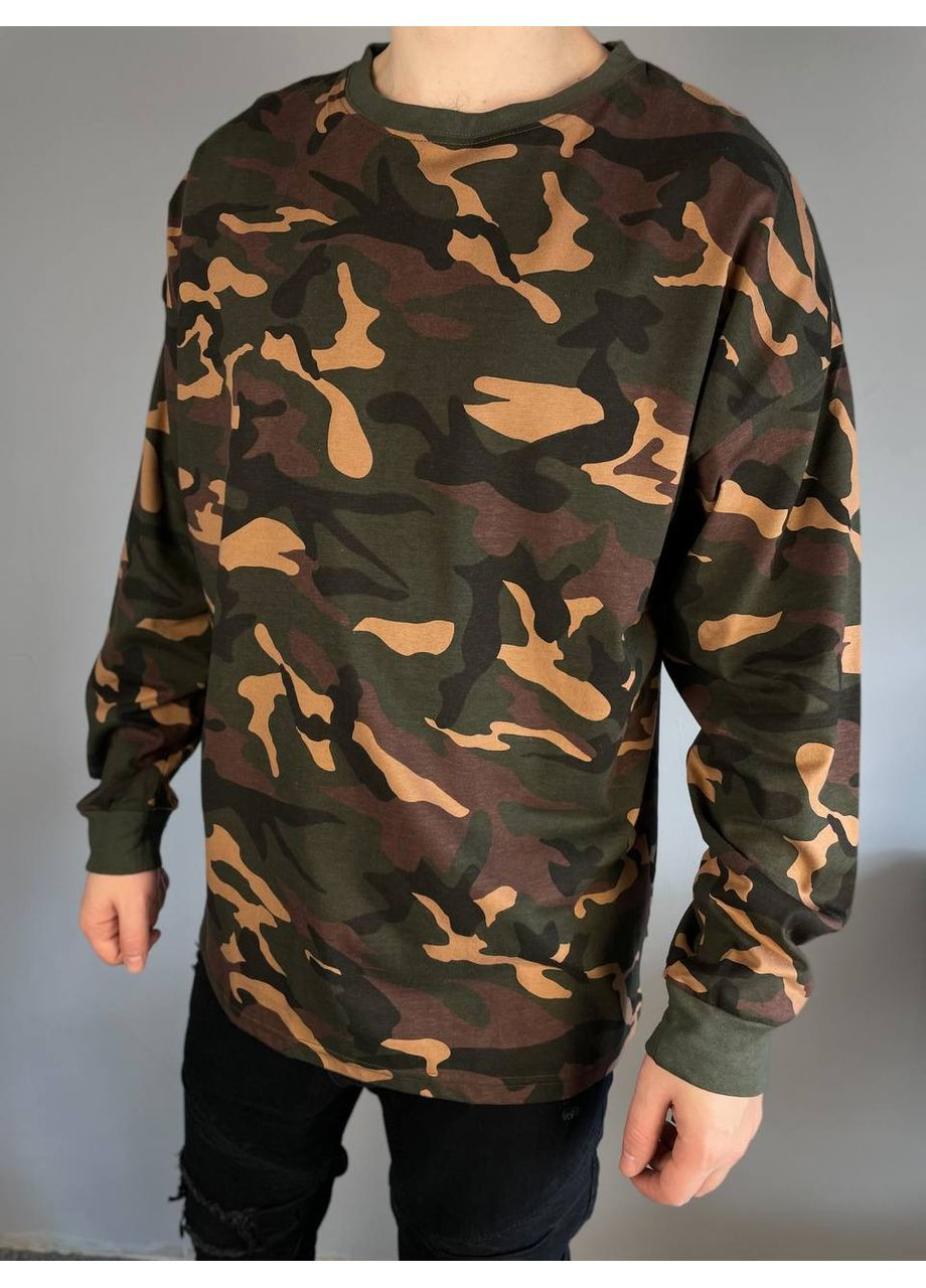 Оливковый (хаки) спортивный лонгслив No Brand