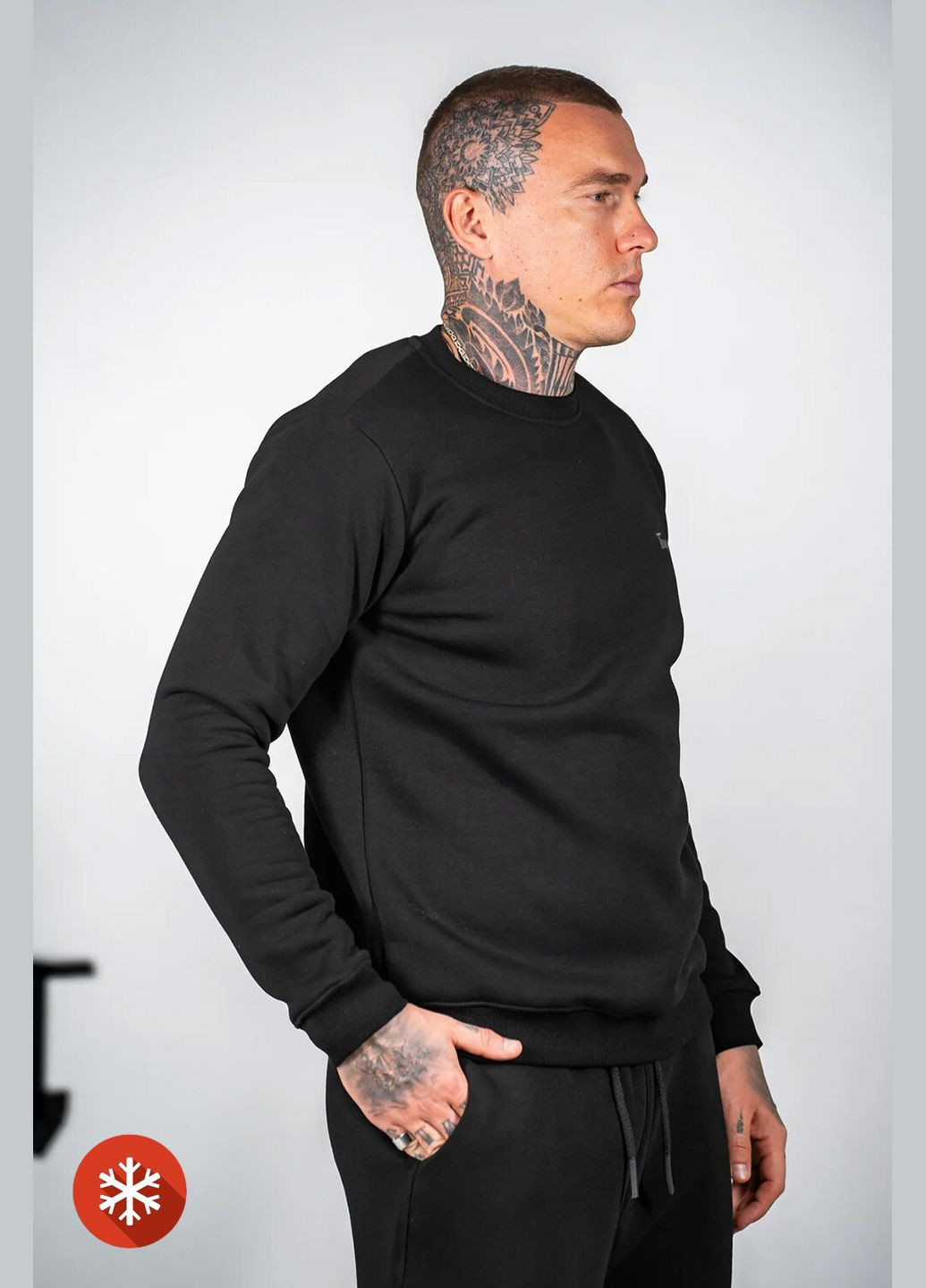 Чорний чоловічий теплий світшот великих розмірів basic big чорний Teamv однотонний (316354869)