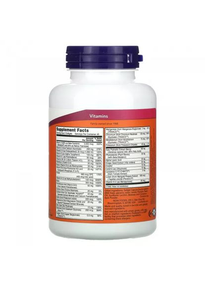 Мультивітаміни для чоловіків Адам, 90 капсул Now Foods (299899373)