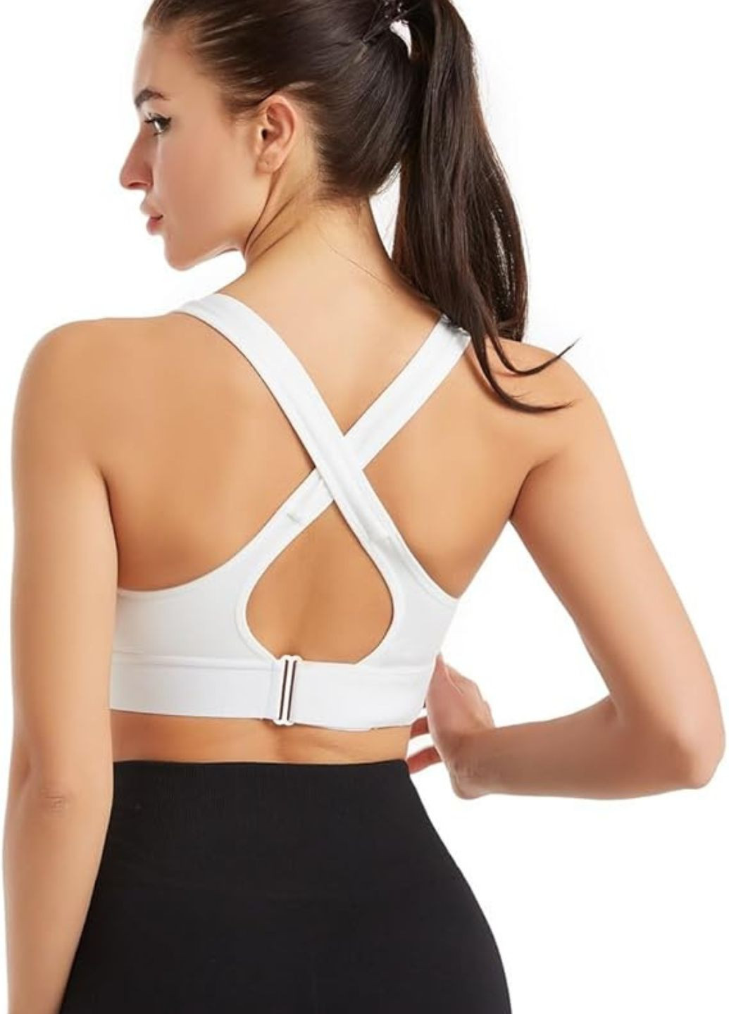 Спортивный топ для большой груди на молнии спереди белый (70182) FitFiesta (341164017)