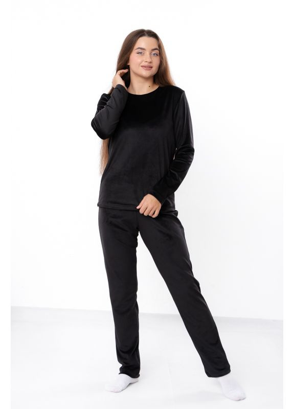 Чорна зимня велюрова жіноча піжама (кофта та штани) однотонна hc (h001-8162-030) Носи своє