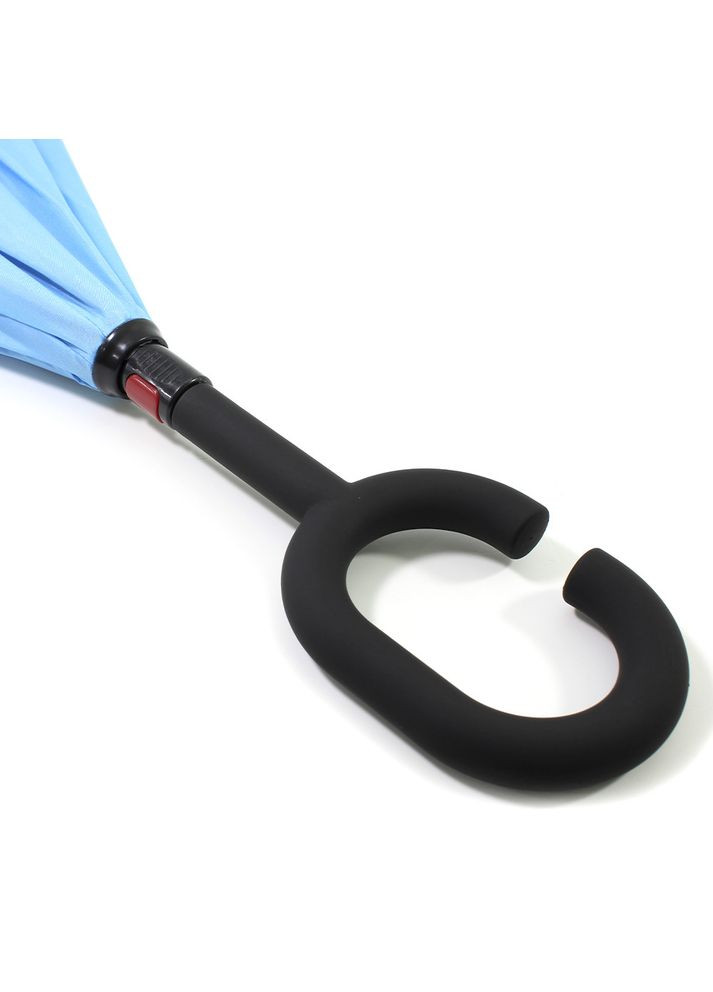 Голубой смарт зонт наоборот up-brella однотонный брендовый обратного сложения антизонт 7шт Lesko (341316728)