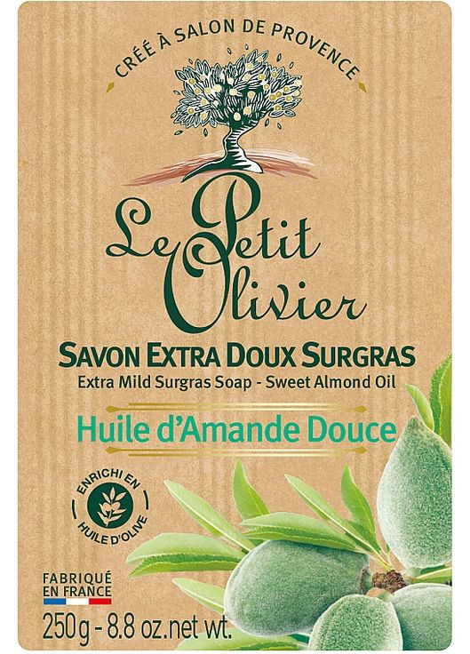 Мило екстраніжне з екстрактом масла солодкого мигдалю Vegetal Oils Soap Sweet Almond Oil 250g (149807-80531) Le Petit Olivier (368645832)