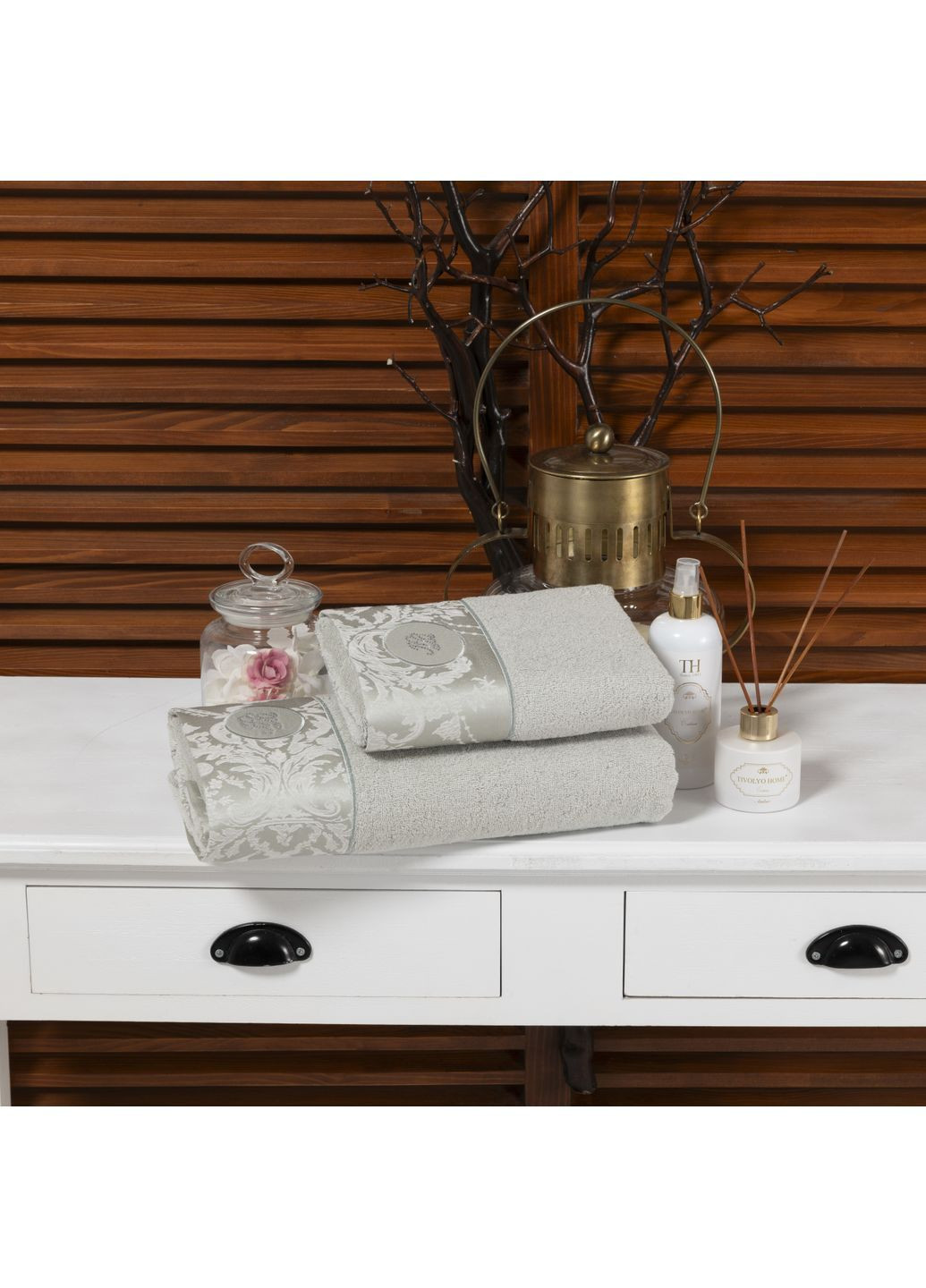 Набор полотенец Grant mint 50x100; 75x150 Tivolyo Home цветочный мятный