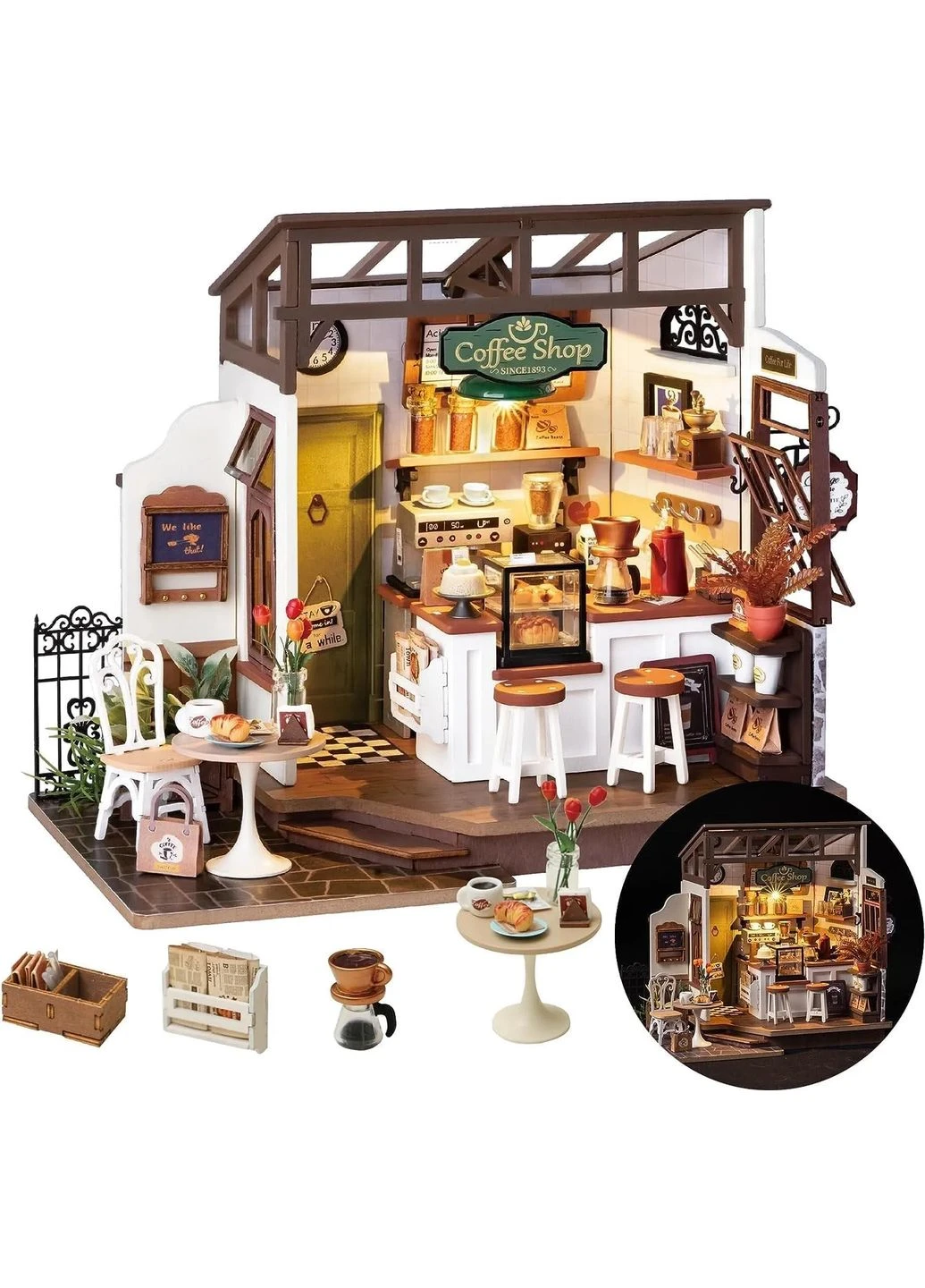 Конструктор 3D міні-будинок Robotime Rolife Coffee Shop DG162 No Brand (385253345)