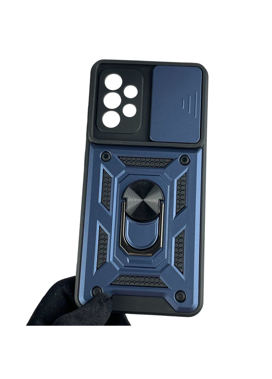 Чохол для Galaxy A52 4G (SM-A525) броньований з кільцем зі шторкою на камеру на самсунг а52 темно-синій rg1 Samsung (366022910)