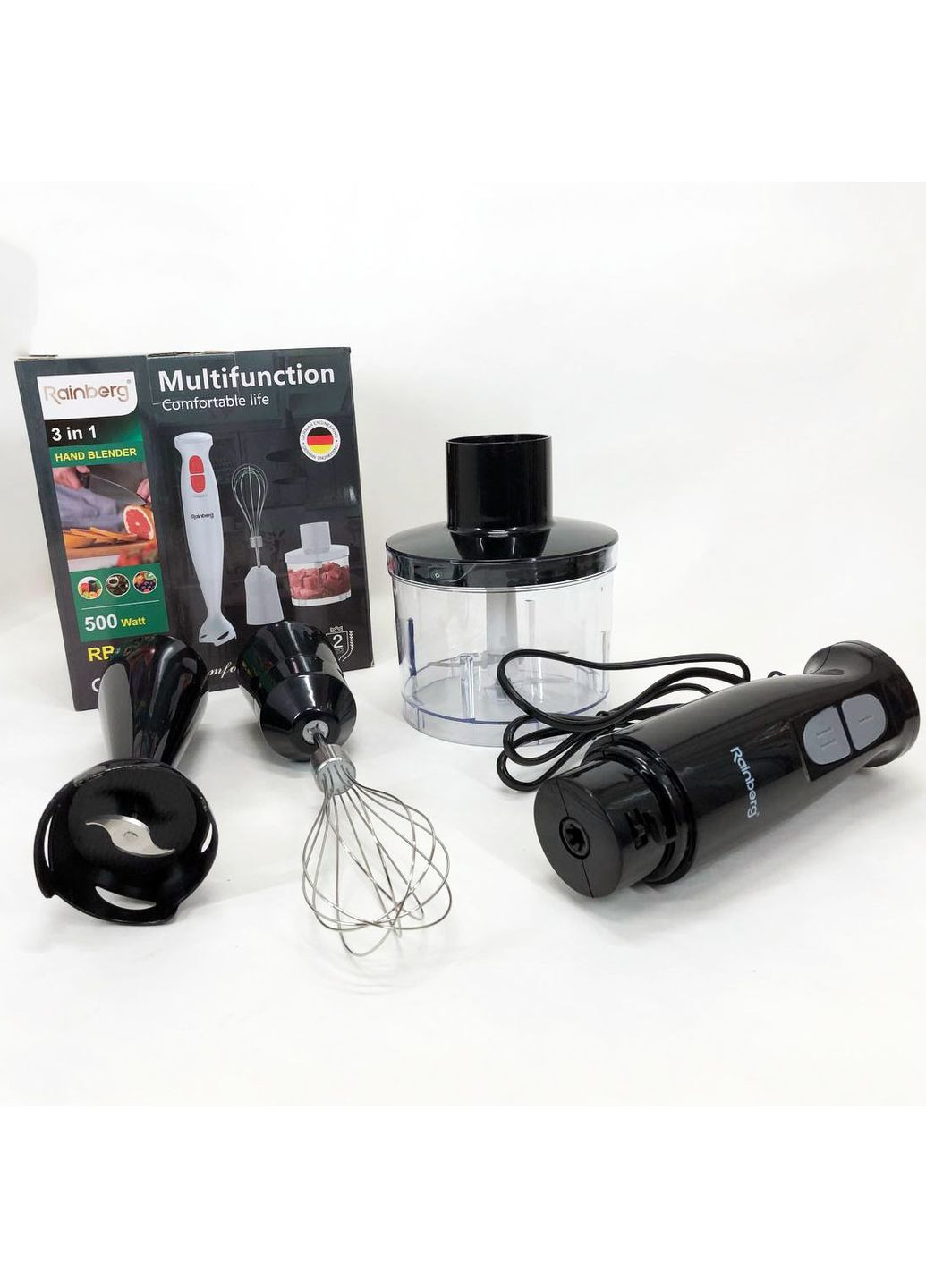 Блендер 3в1 RB-2243 500W погружной блендер измельчитель, блендер для детского пюре. Цвет: Rainberg (365813115)
