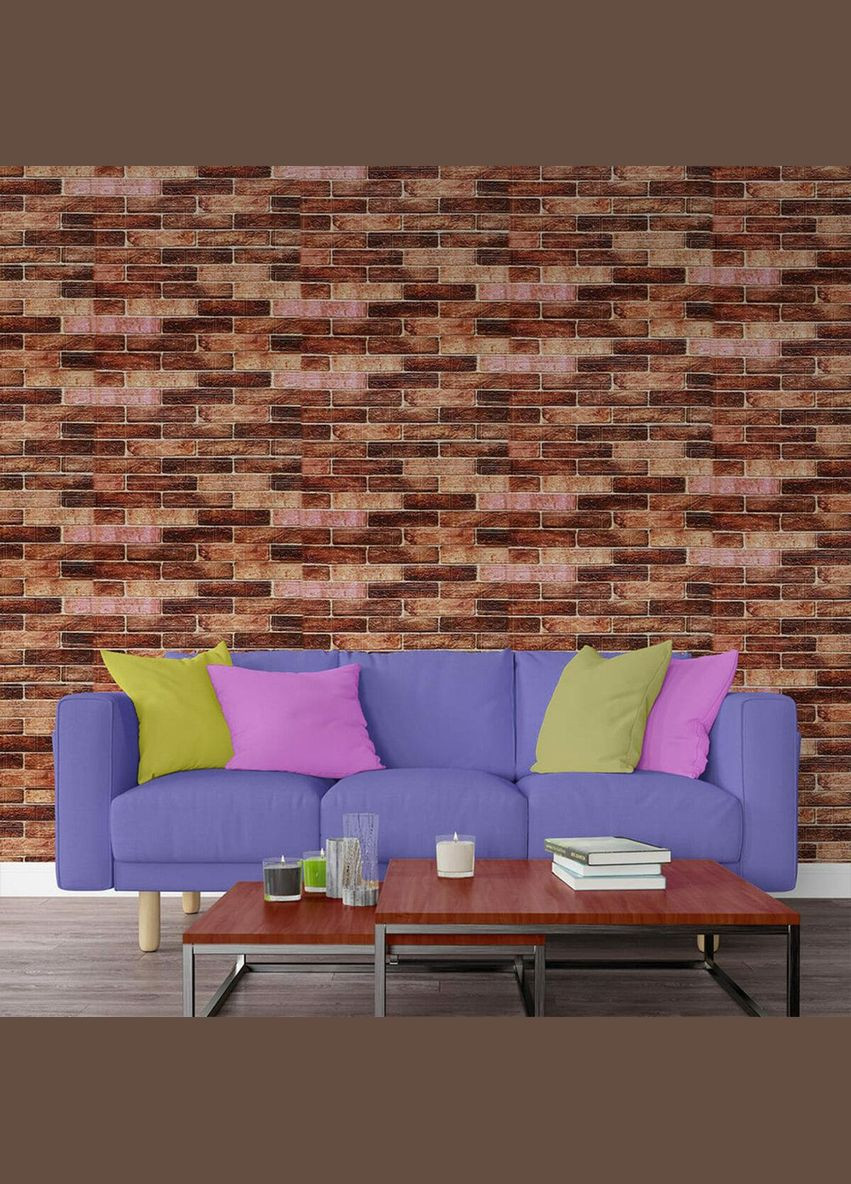 Самоклеящаяся 3D панель под коричневый катеринославский кирпич 19600x700x3мм SW-00001469 Sticker Wall (329897965)