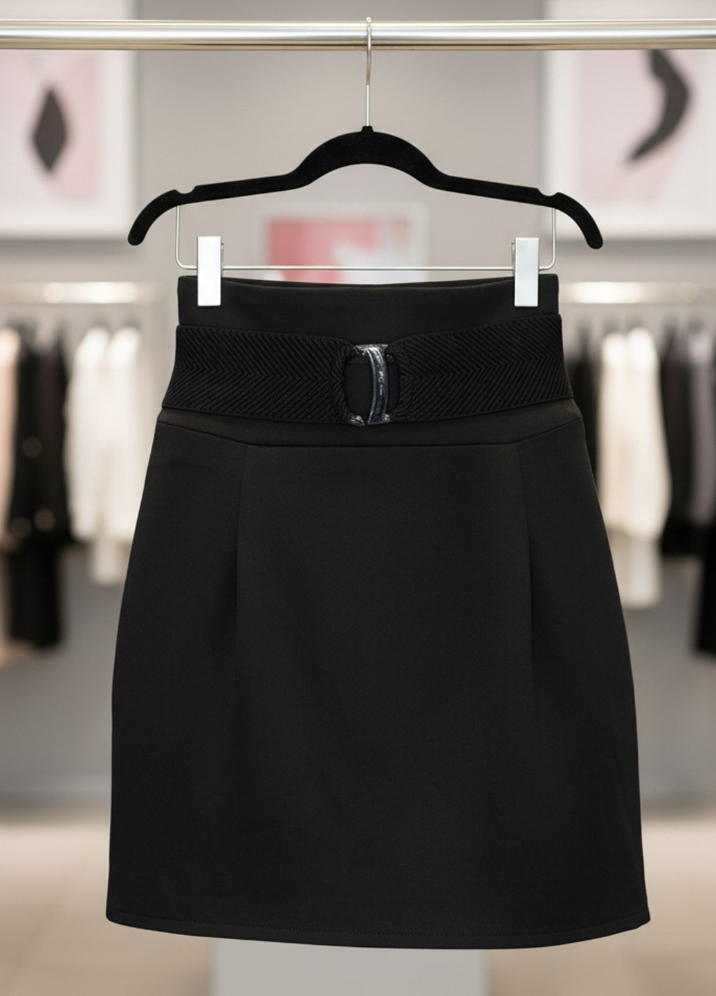 Черная офисная однотонная черная офисная юбка-мини карандаш fv-119623 черный Forza Viva