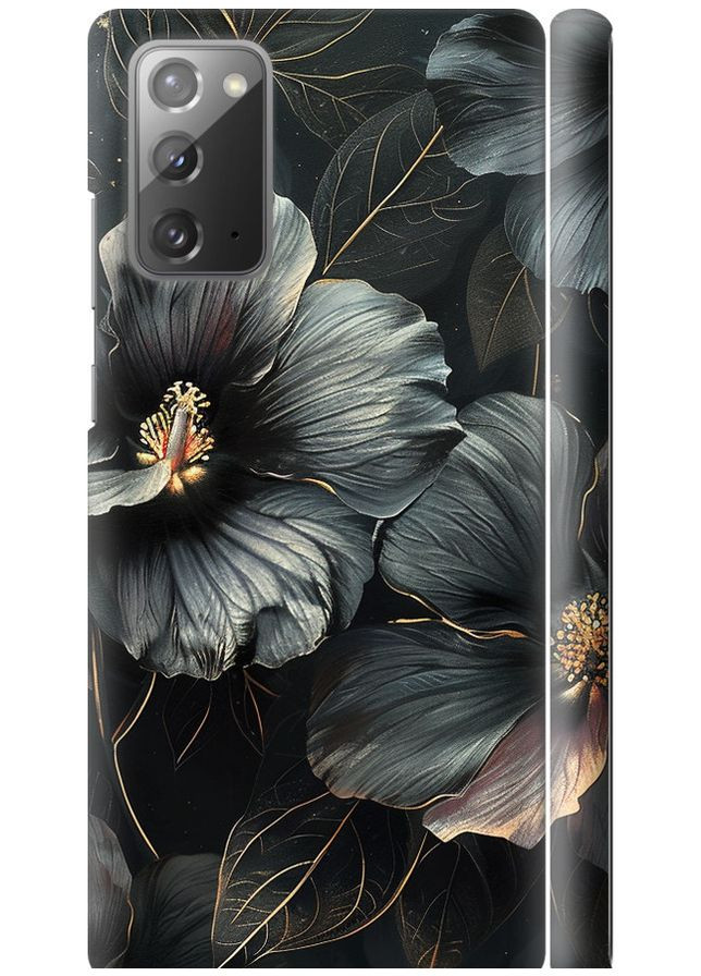3D пластиковый матовый чехол 'Черные цветы' для Endorphone Samsung Galaxy Note 20 (285111807)